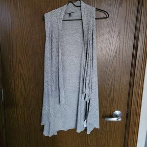 Olivia Sky Grey Cascading Open Front Sleeveless Cardigan Sweater Vest Size Small